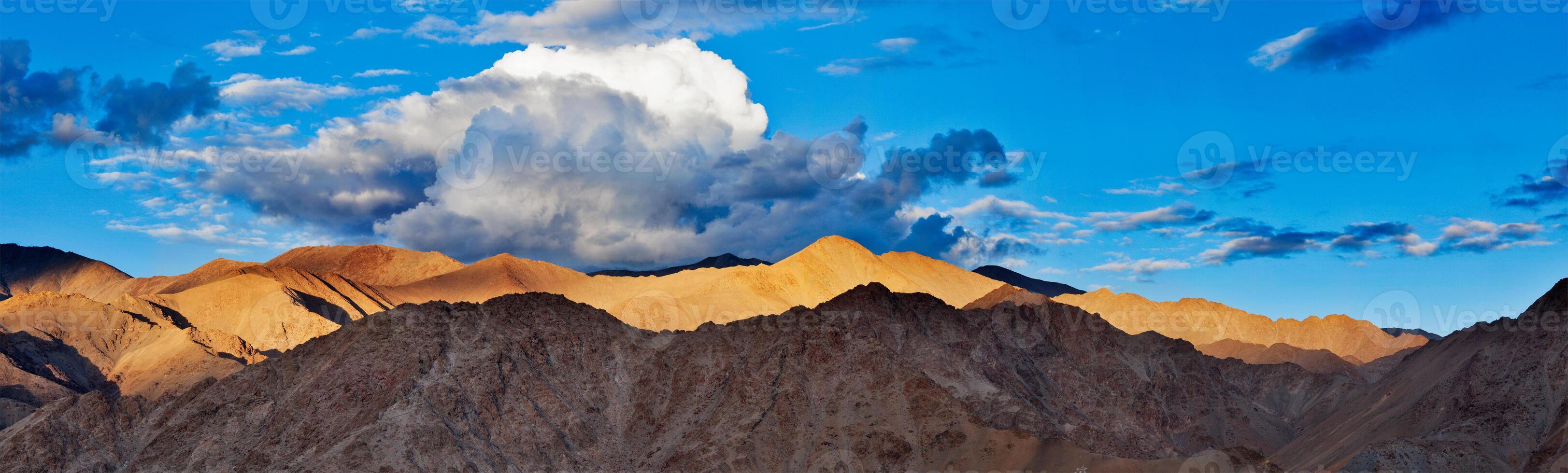 Himalayas mountains on sunset photo