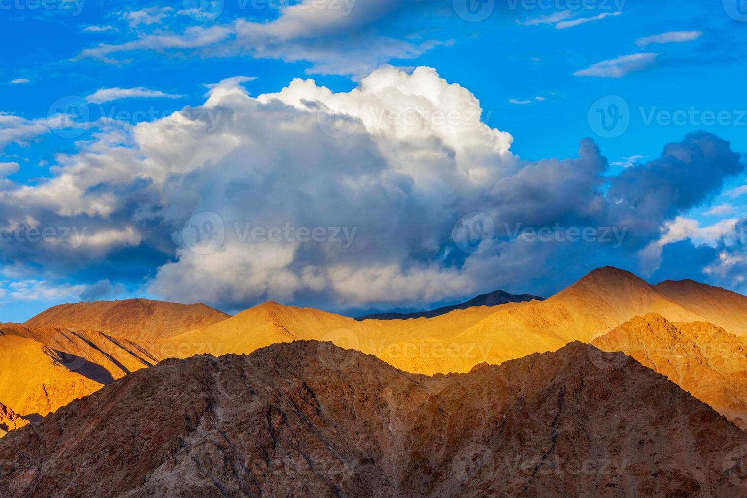 Himalayas mountains on sunset photo
