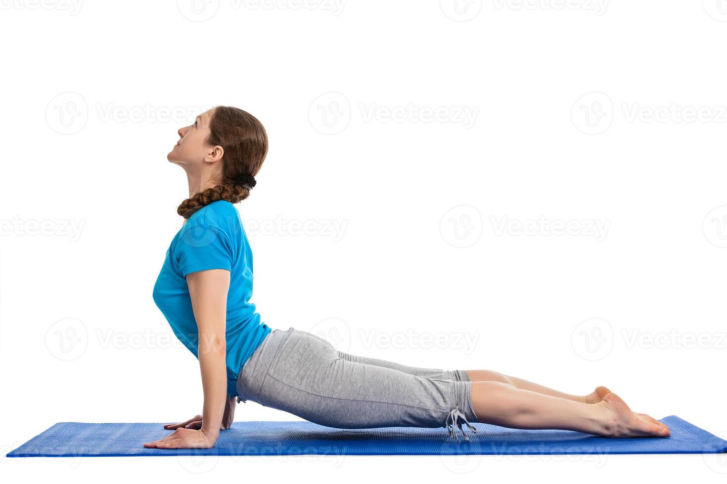 Yoga young beautiful woman doing yoga asana exercise isolated photo