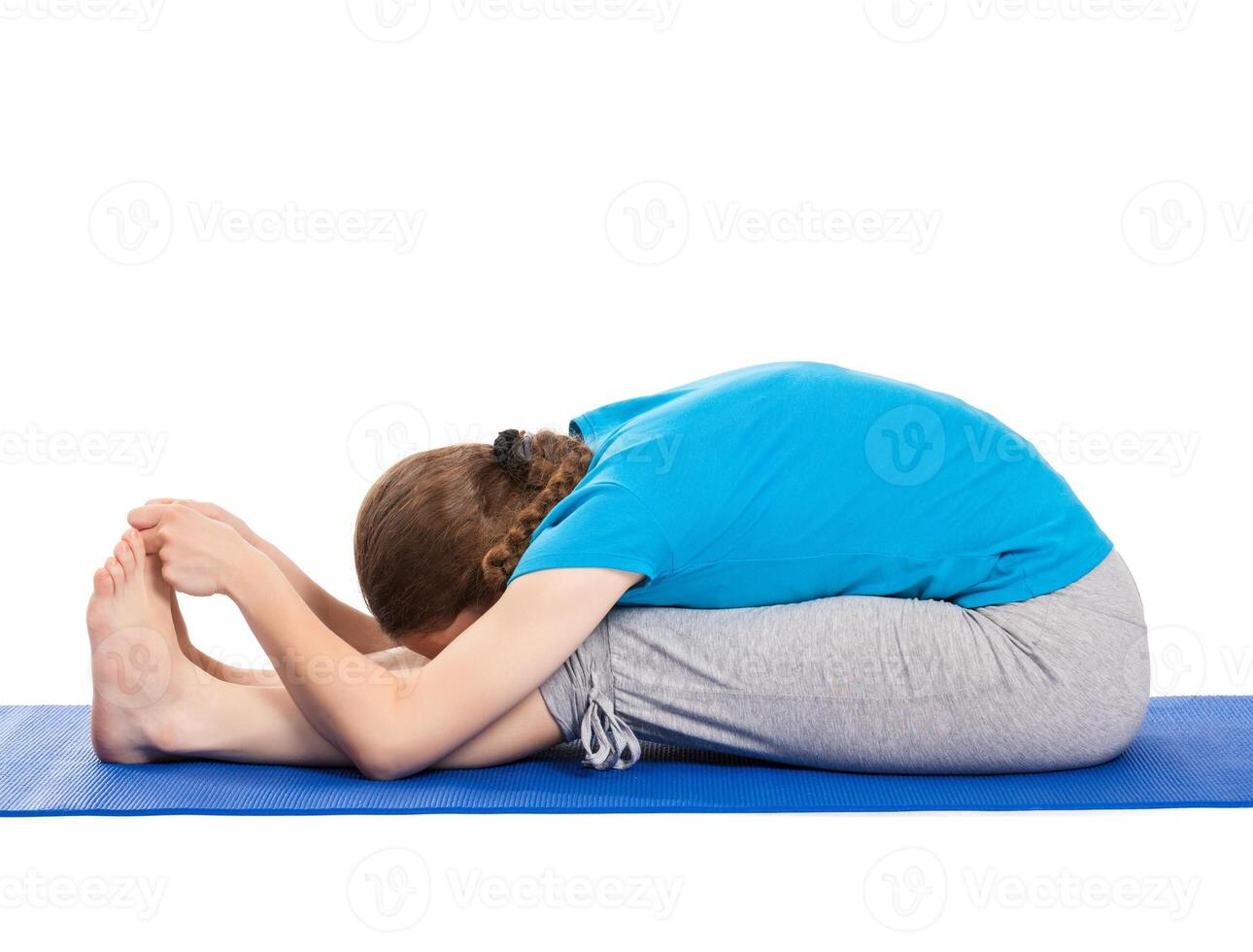 Yoga young beautiful woman doing yoga asana exercise isolated photo