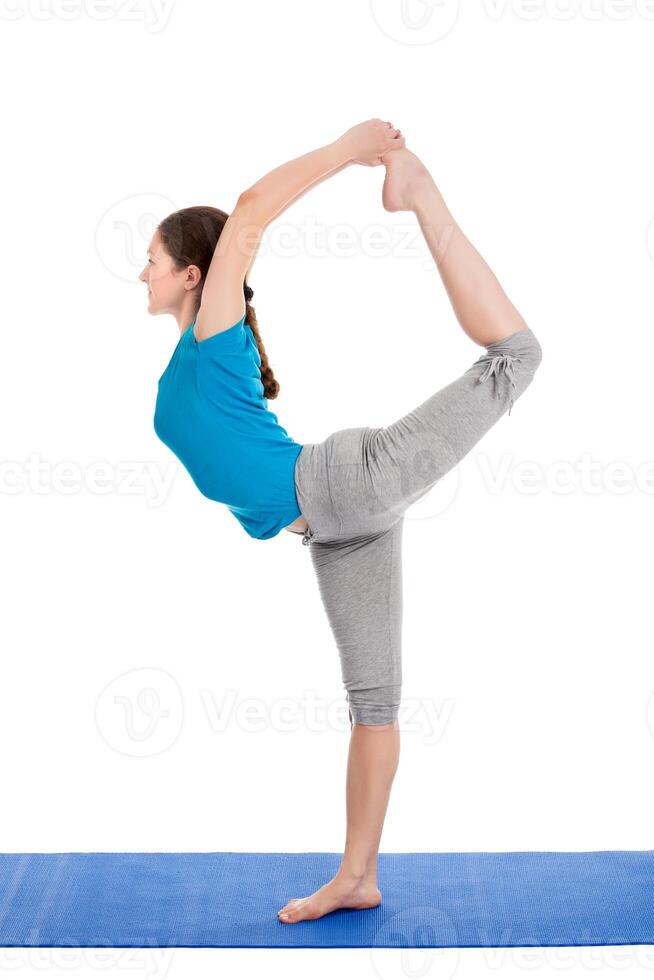 Yoga young beautiful woman doing yoga asana exercise isolated photo