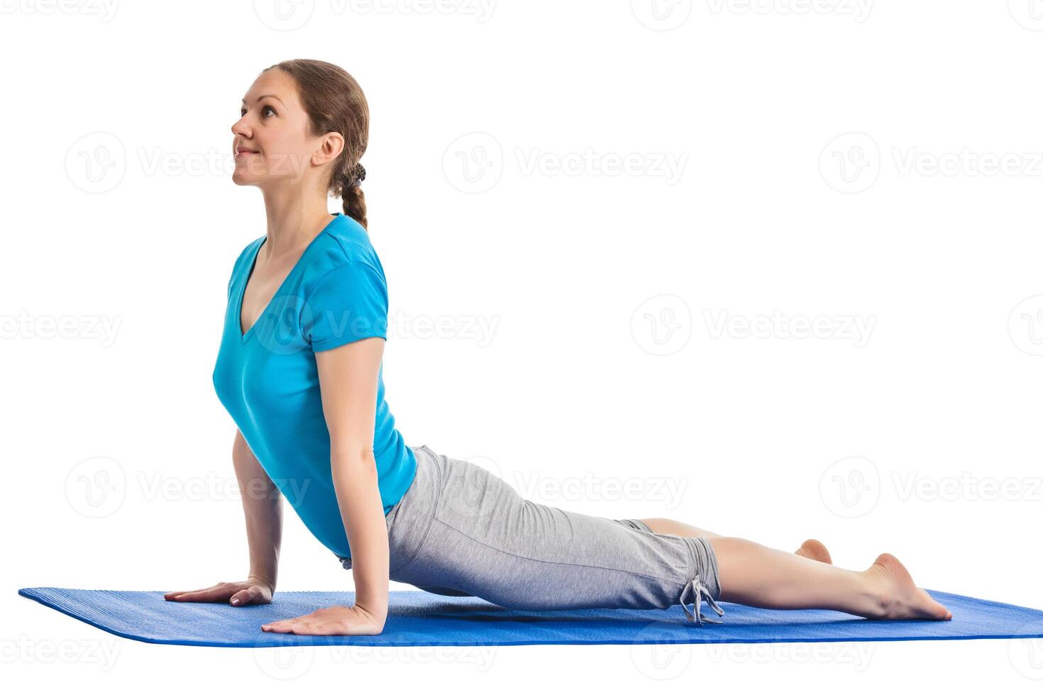 Yoga young beautiful woman doing yoga asana exercise isolated photo