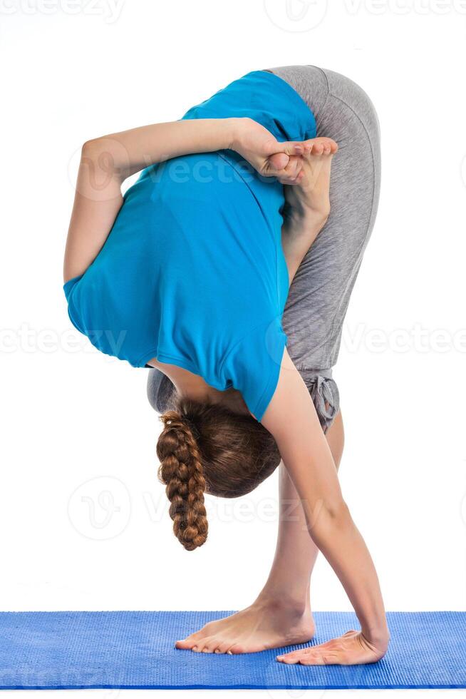 Yoga young beautiful woman doing yoga asana exercise isolated photo