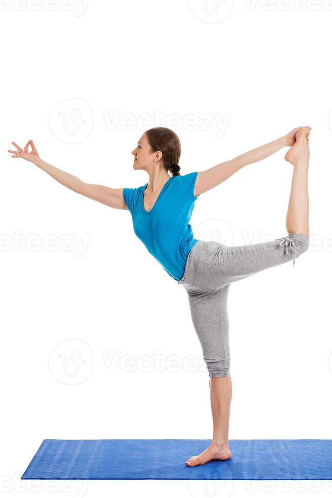Yoga young beautiful woman doing yoga asana exercise isolated photo