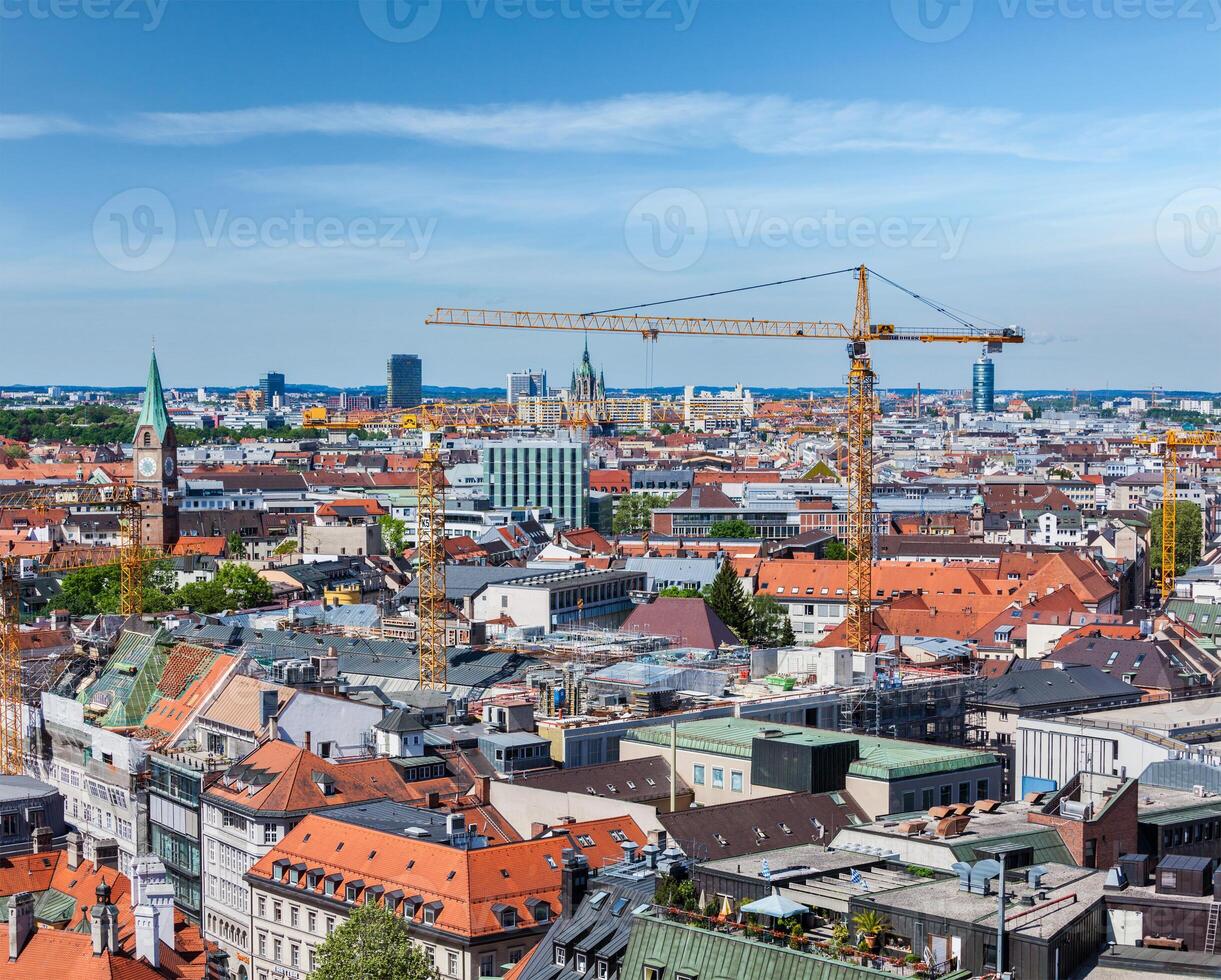Aerial view of Munich with construction site photo