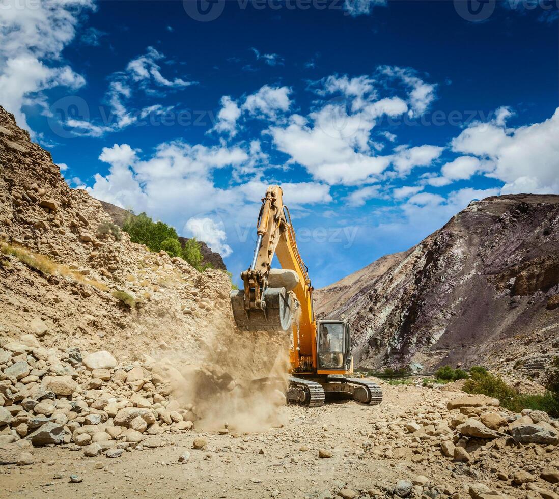 Road construction in Himalayas photo