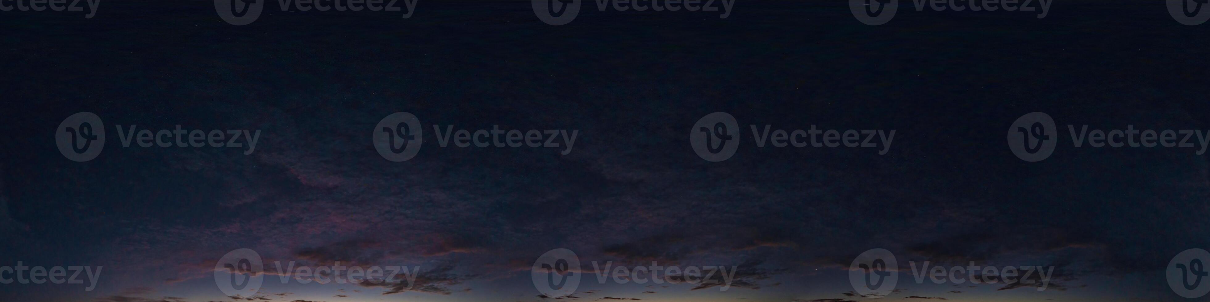 Dark blue sky panorama after sunset with Cirrus clouds. Seamless hdr 360 pano in spherical equirectangular format. Complete zenith for 3D visualization and sky replacement for aerial drone panoramas photo