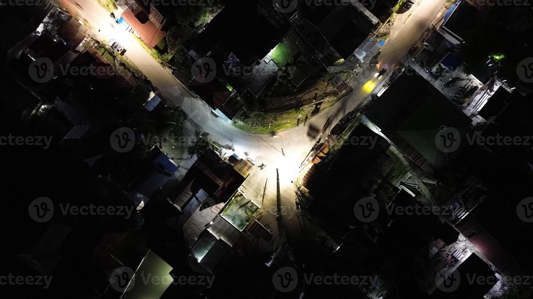 Aerial view of the streets of the city in the evening. Gorontalo, Indonesia photo