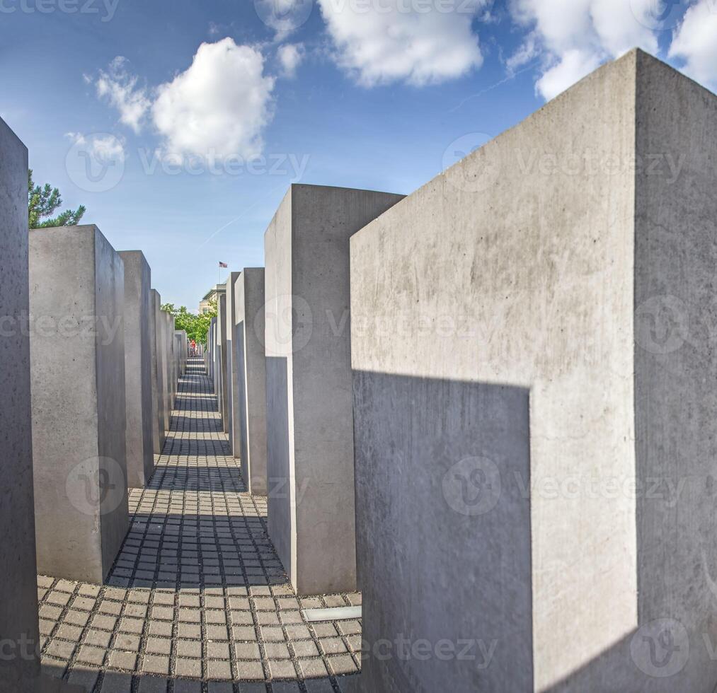 View inside a maze biuld by massiv concrete blocks photo