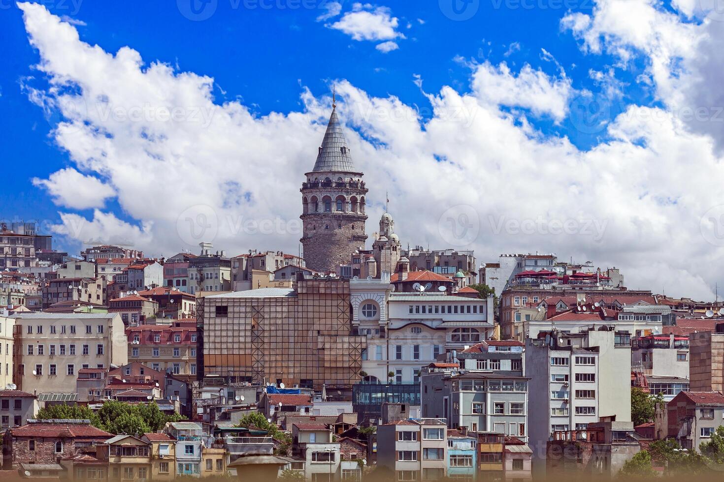 Picture of the Galata Tower in Isanbul with the surrounding district photo