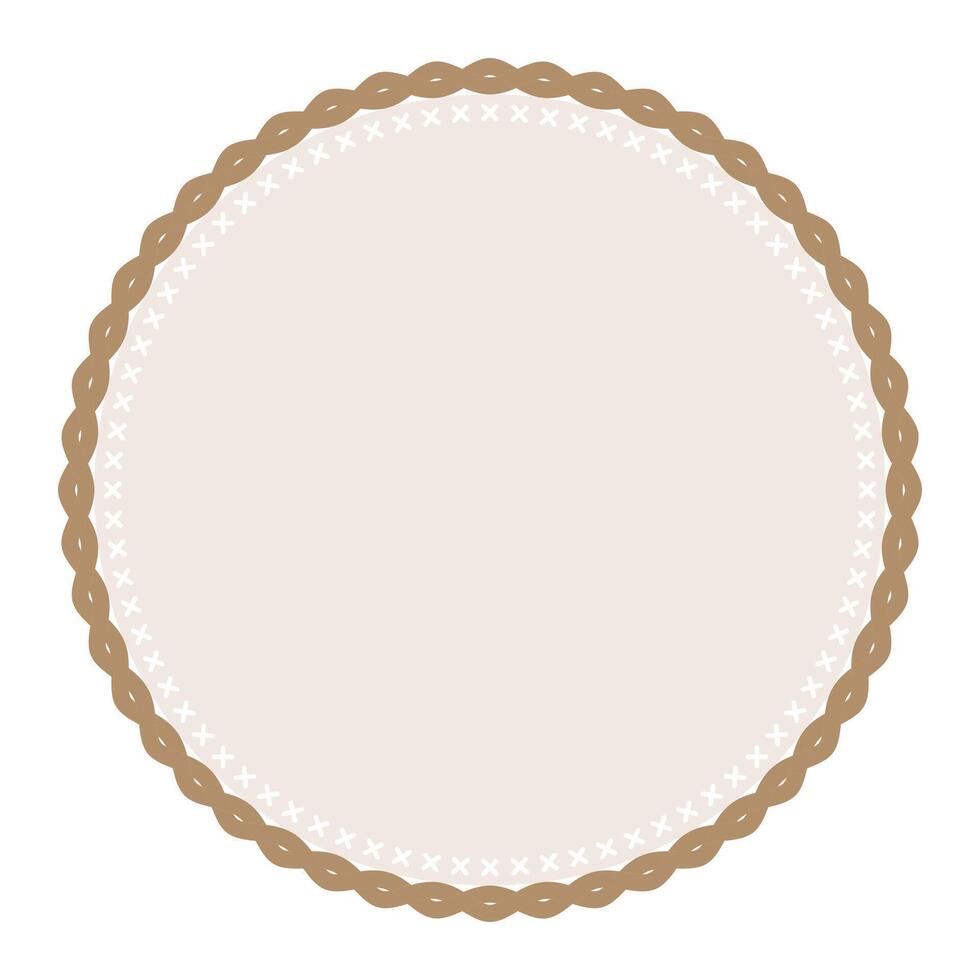 Simple Decorative Light Brown Lace Circle Blank Plain Sticker Label Background Design vector