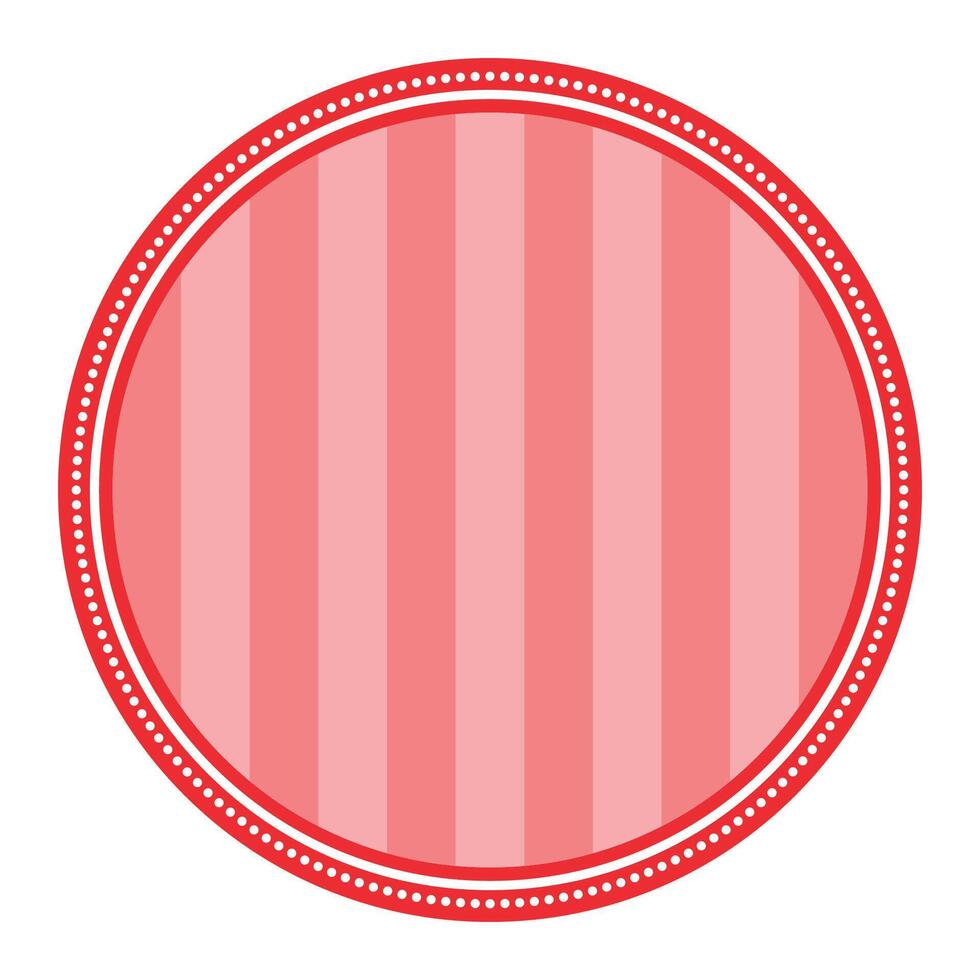 Striped Red Circular Elegance Plain Sticker Round Blank Label Design vector