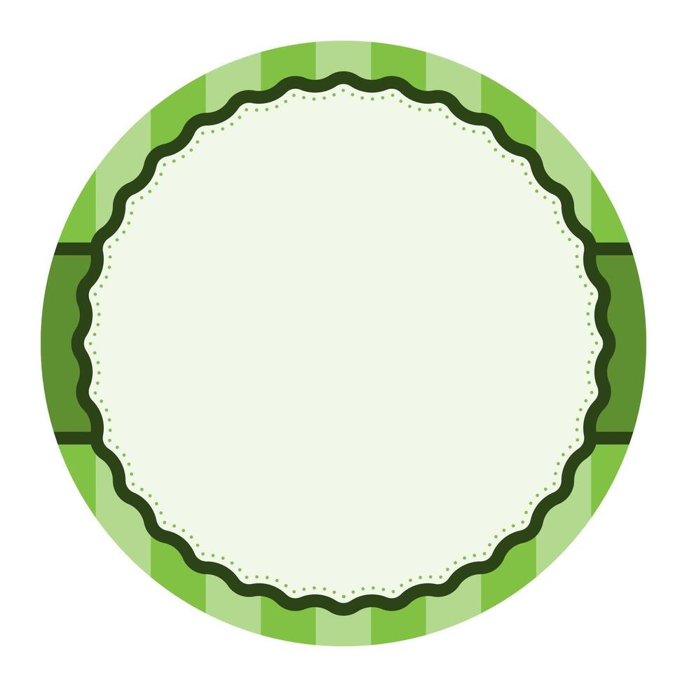 Simple Green Plain Round Circle Background Design With Scalloped Edge And Stripe Ornament vector
