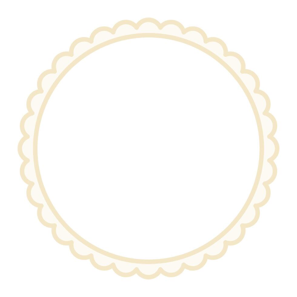 Simple Vanilla Brown Circular Blank Background With Scallop Frame Border Ornament vector