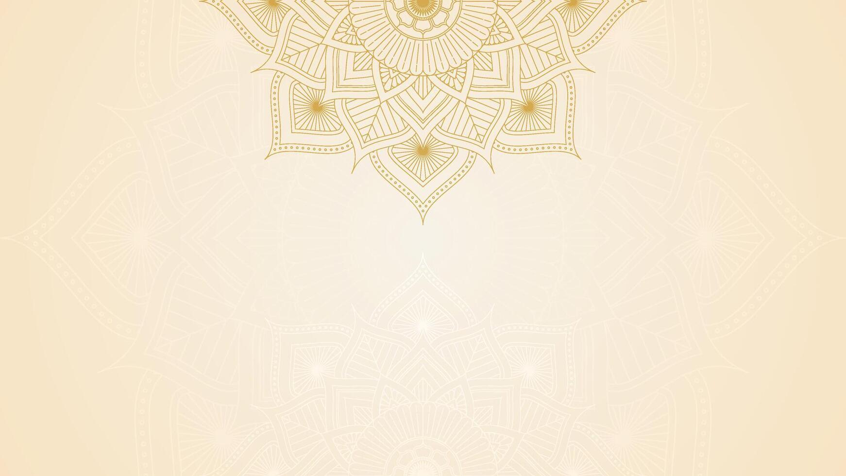 Simple Luxurious Golden Mandala Artwok In Ethereal Radiant Yellow Background Design vector