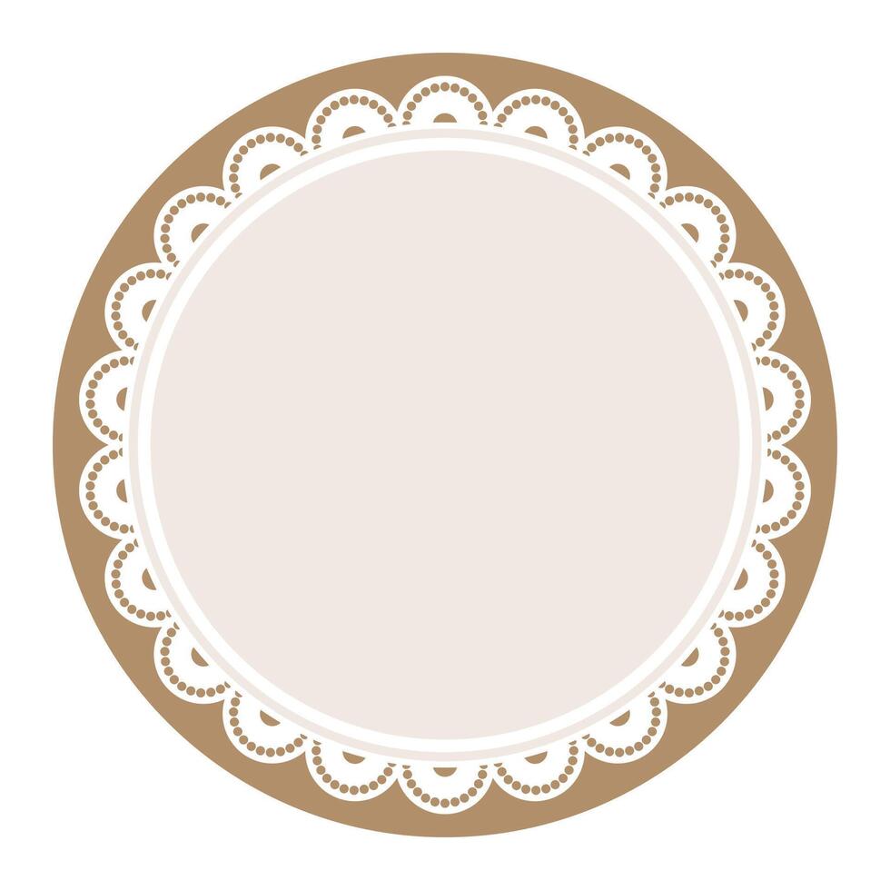 Simple Elegant Bold Light Brown Lace Decorated With Circular Edge Design vector