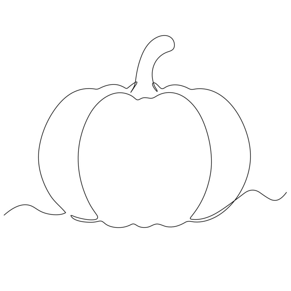 continuous line drawing of a pumpkin uses a continuous line to capture its shape, resulting in a clean and minimalist artwork. vector