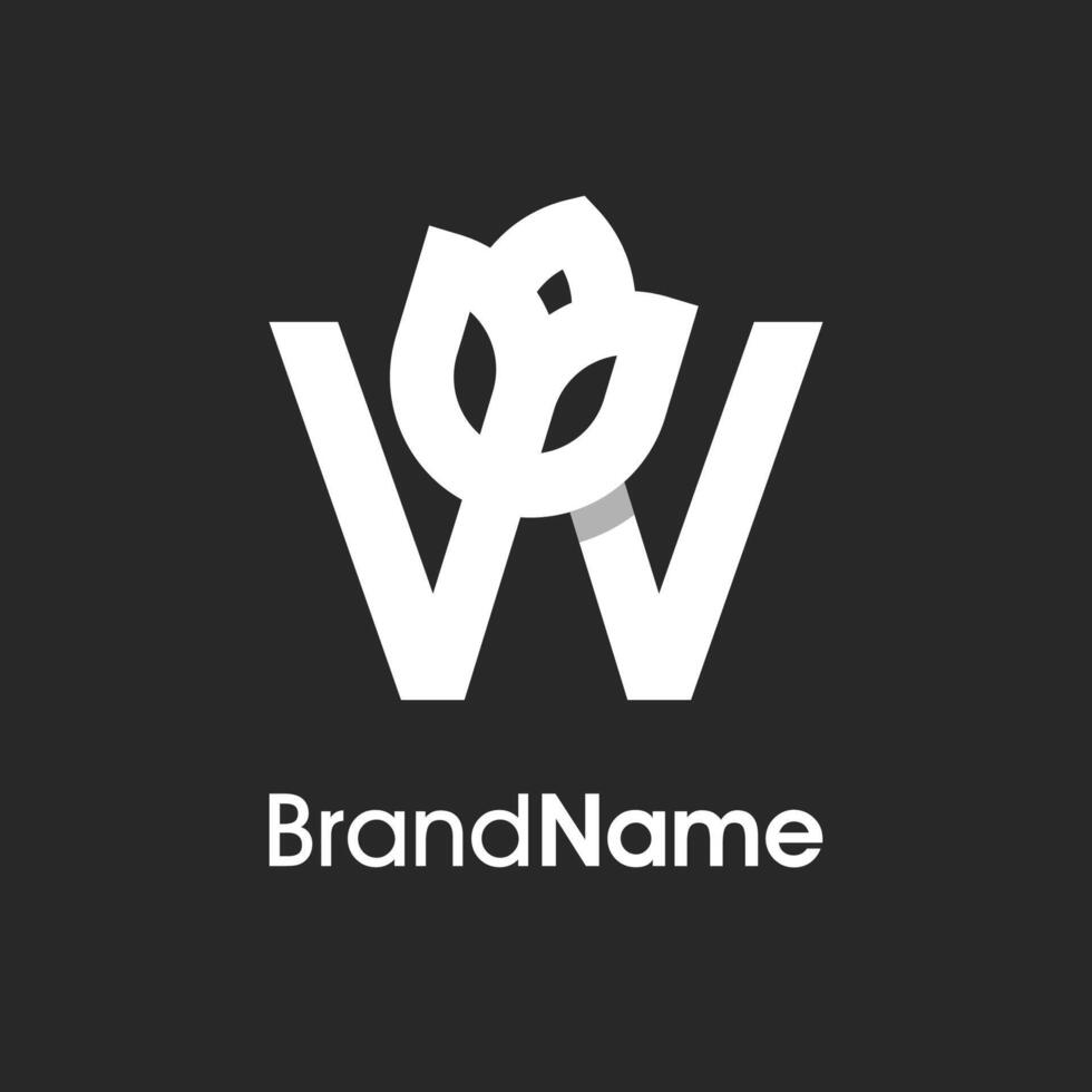Stylish Initial W Tulip Flower Logo vector