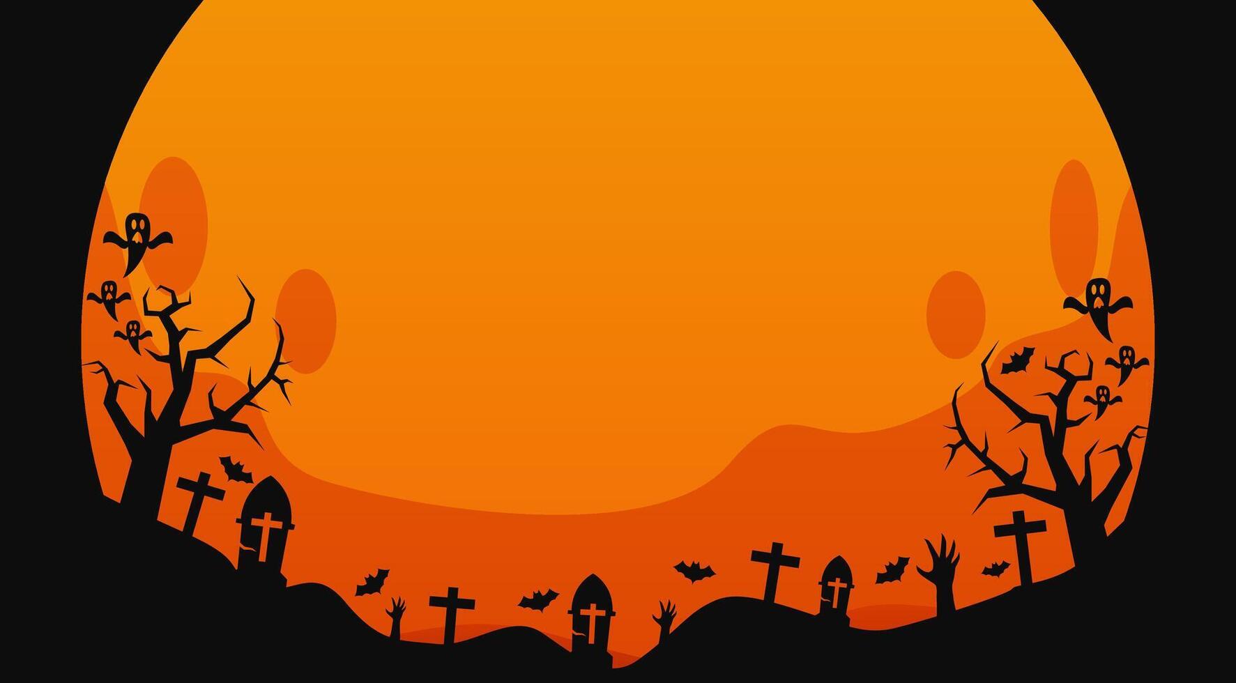 halloween background with full moon and tombstones vector