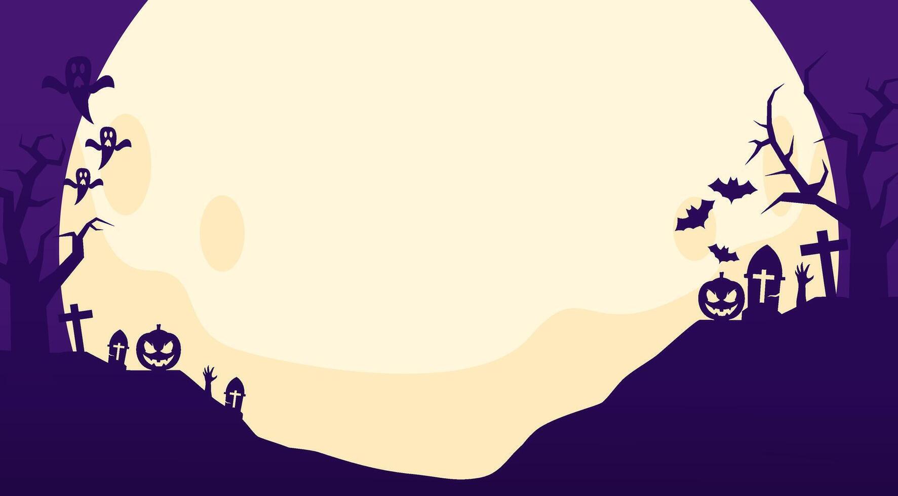 halloween background with full moon and tombstones vector