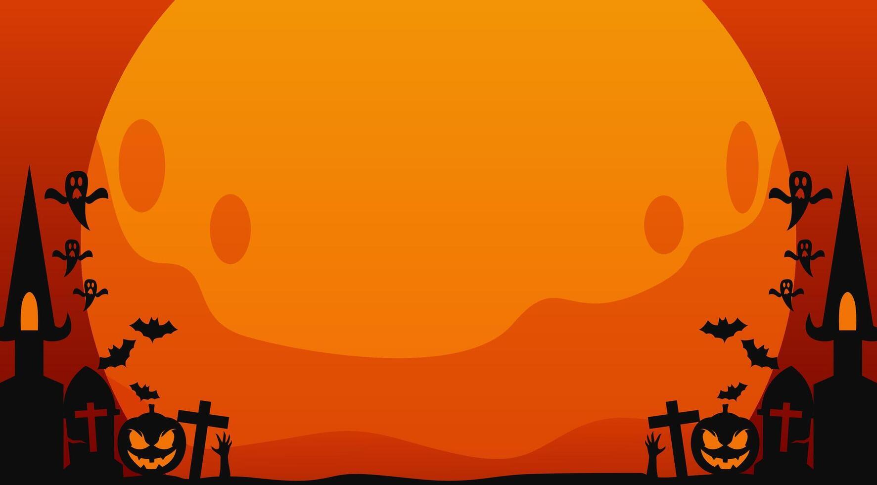 halloween background with full moon and tombstones vector