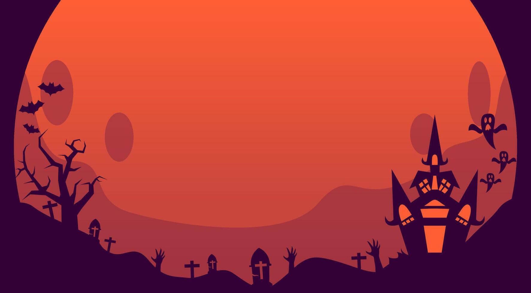 halloween background with full moon and tombstones vector