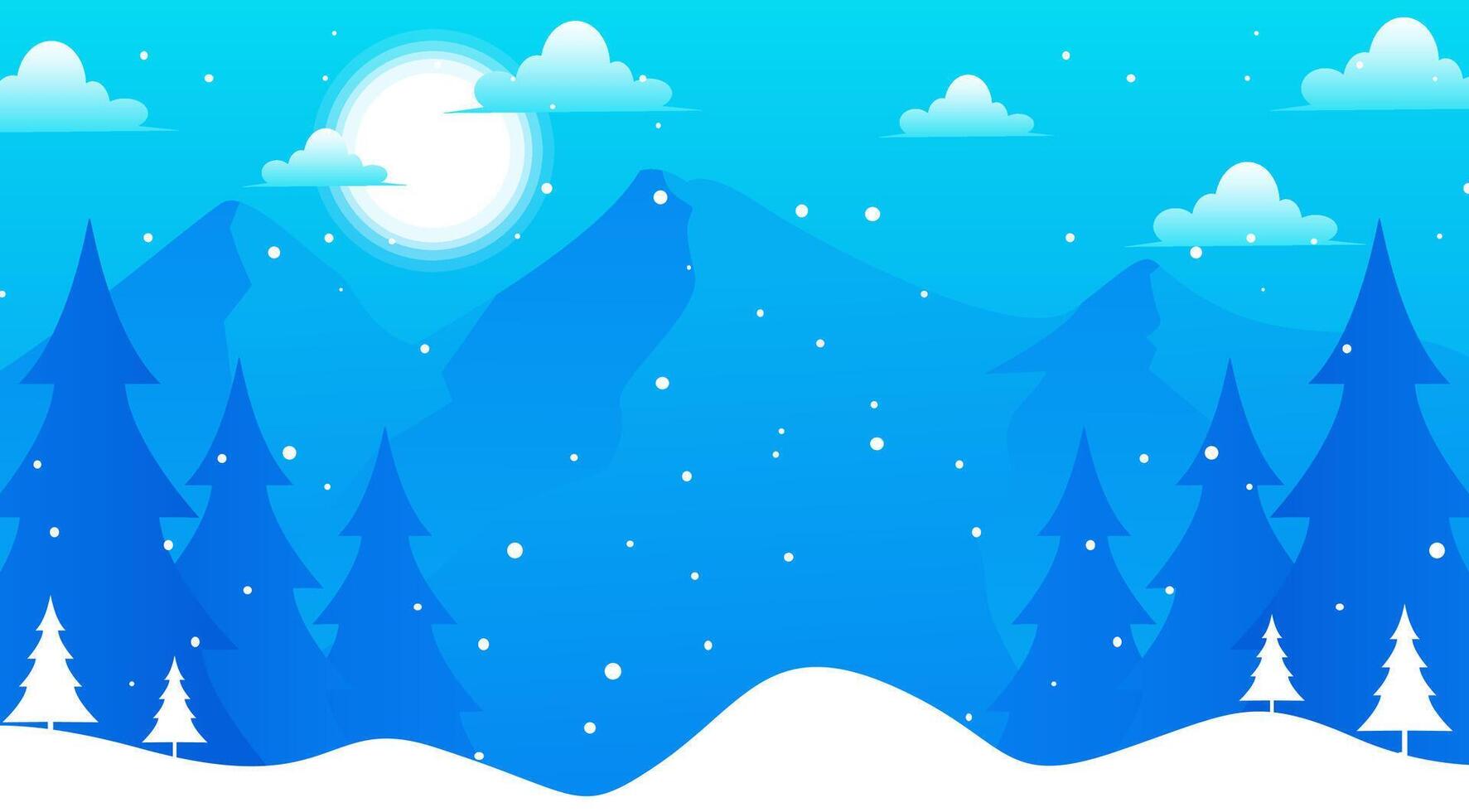 Christmas and New Year Themed Background with mountains and trees vector