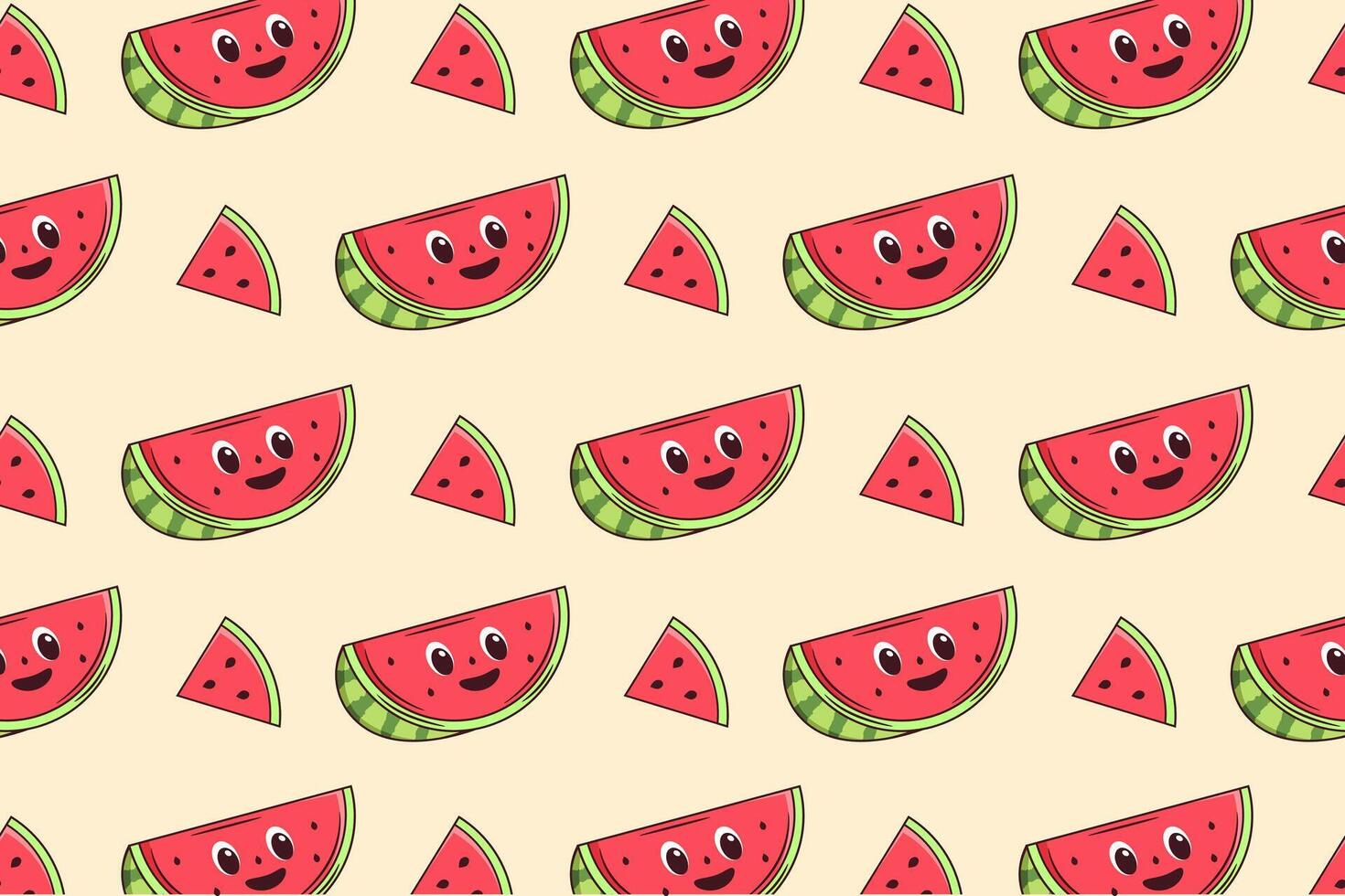 Cute watermelon cartoon pattern background vector