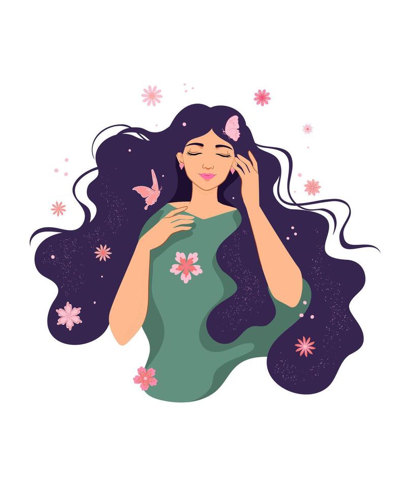 Self-love, mindfulness, mental health concept vector