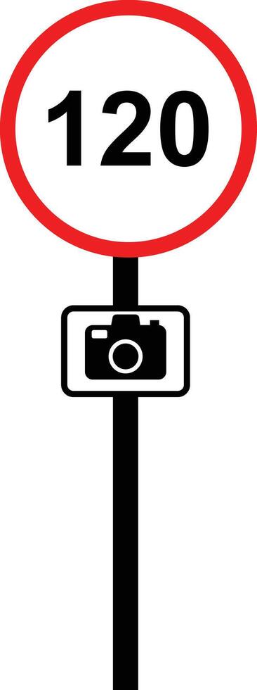 Road sign with restriction of speed 120 icon. Speed-limit cameras sign. Limit speed sign for car. Computer mouse cursor symbol. Regulatory logo. flat style. vector