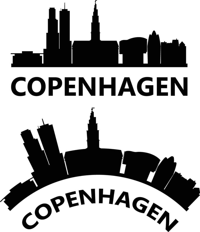 Copenhagen city skyline silhouette. Copenhagen skyline sign. Denmark Landscape City Design. flat style. vector