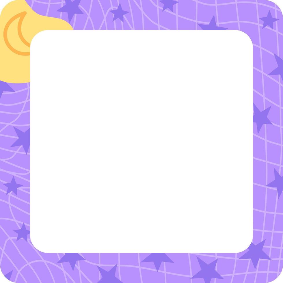 Purple memo card with stars template. vector