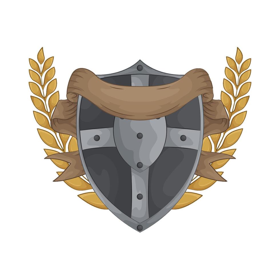 Illustration of shield and ribbon vector