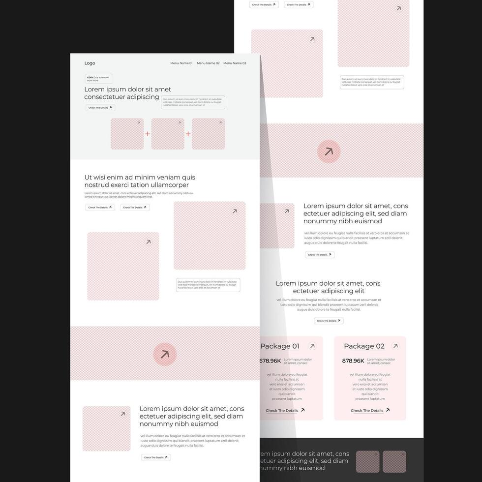 Landing page template. One-page website design template for business. website wireframe. Flat modern responsive design template vector