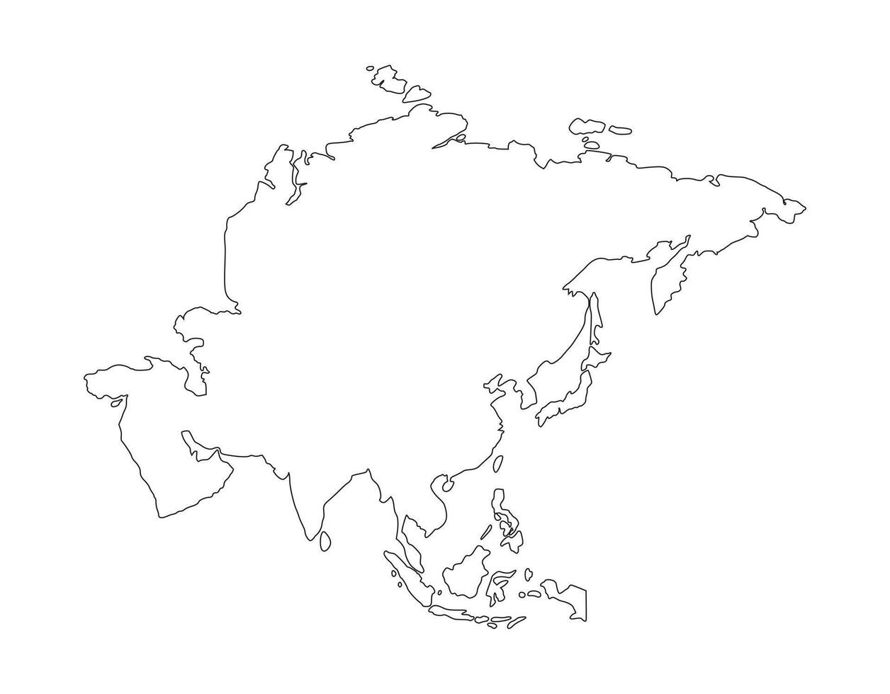 map asia outline drawing vector