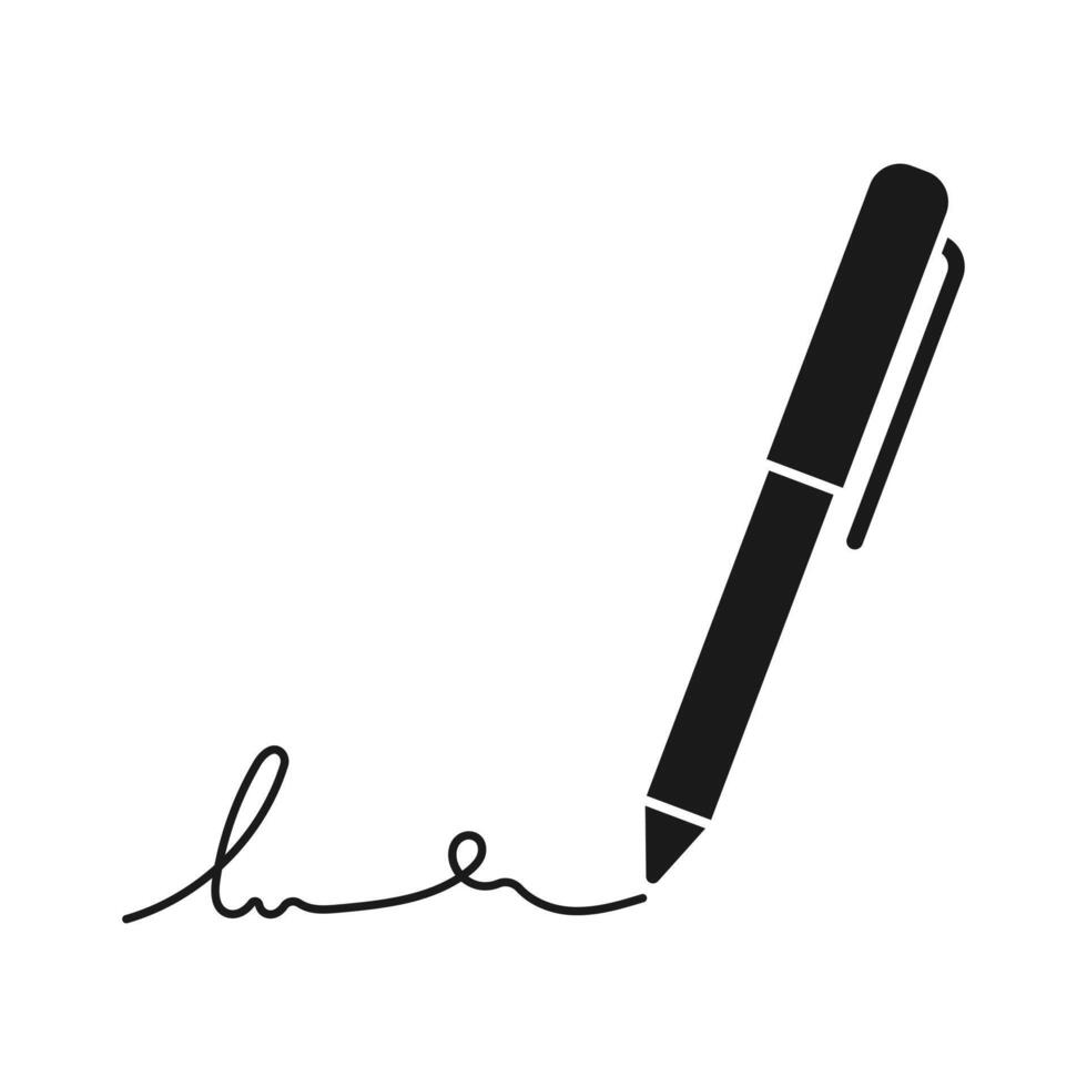 signature icon with pen vector