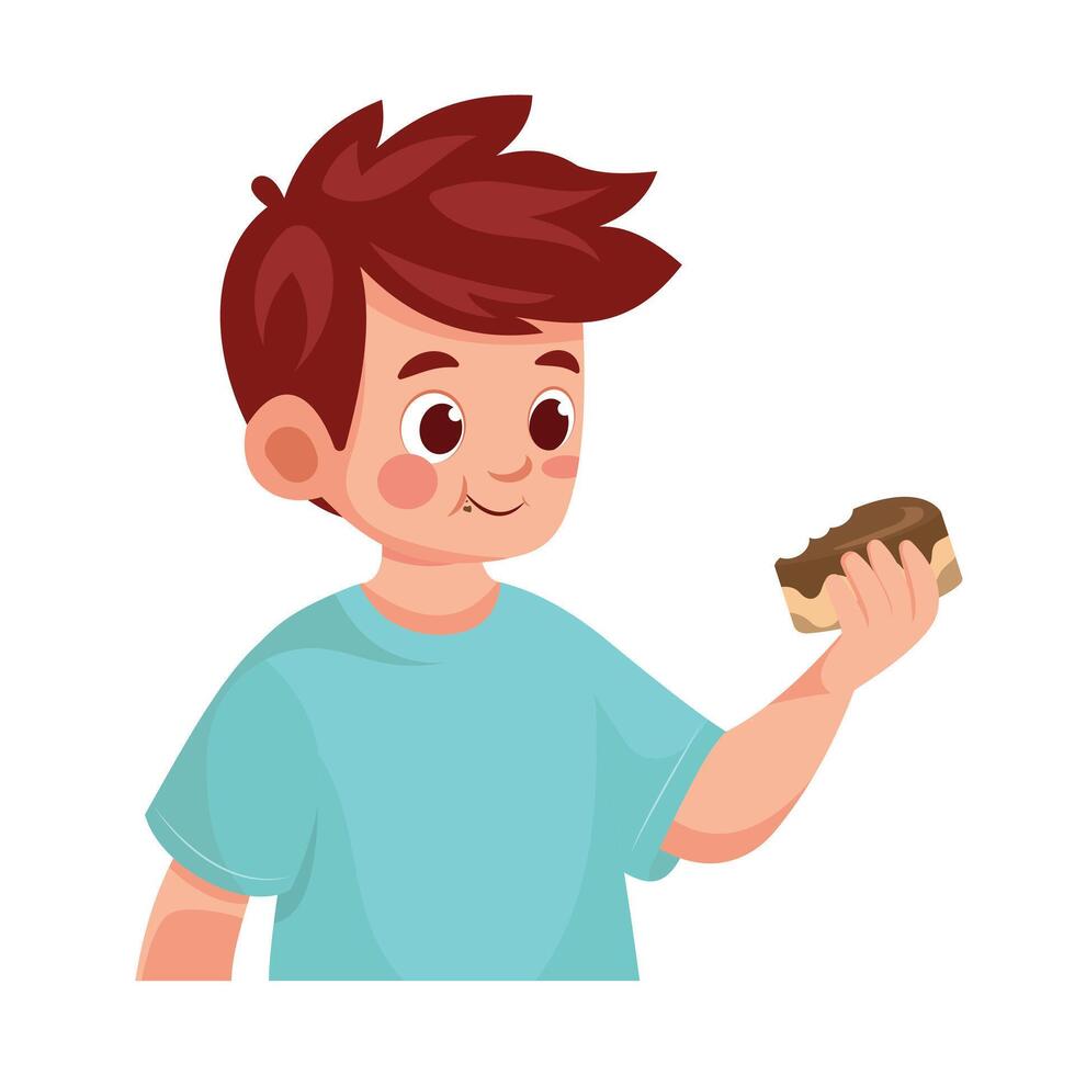 kids eating cake cartoon vector