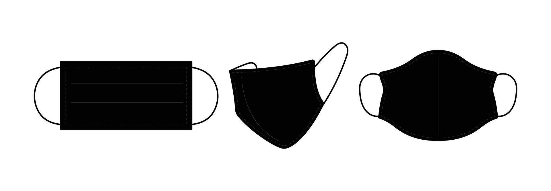 medical face mask drawing black vector