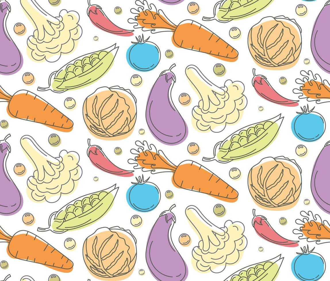 vegetable pattern drawing vector