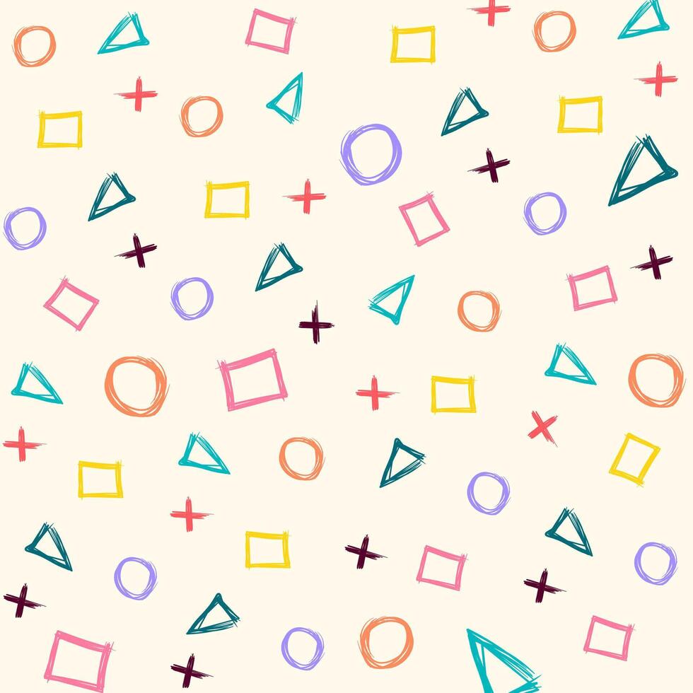 pattern with hand drawn geometric shapes. illustratio vector