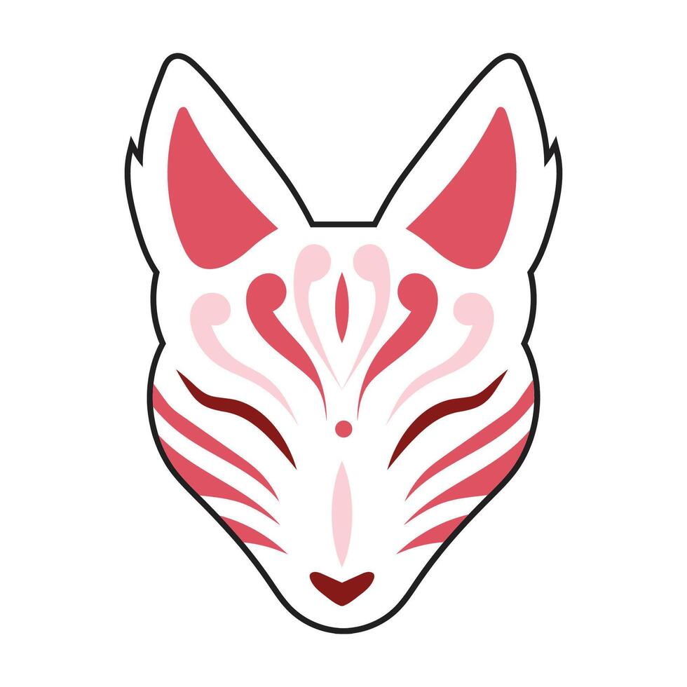 folklore japan mask, Asian mythology mascot fox in cartoon style vector