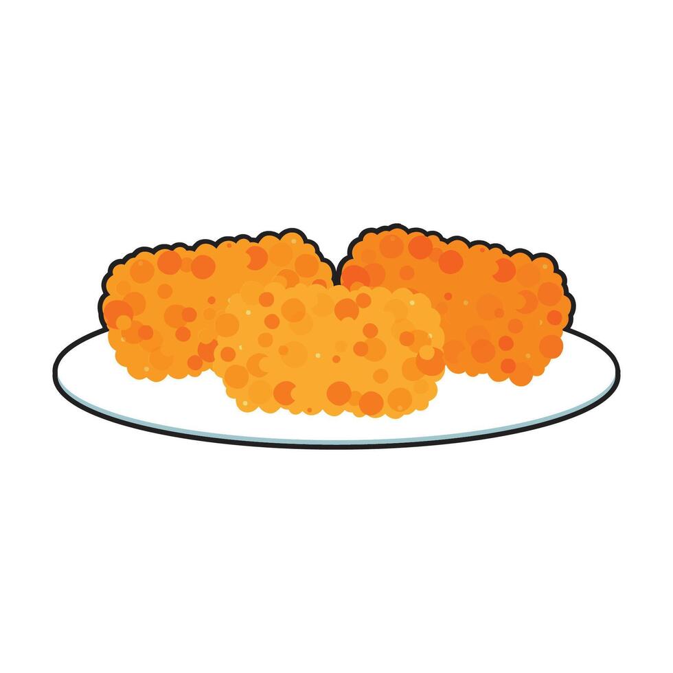 Fried croquettes on plate illustration vector