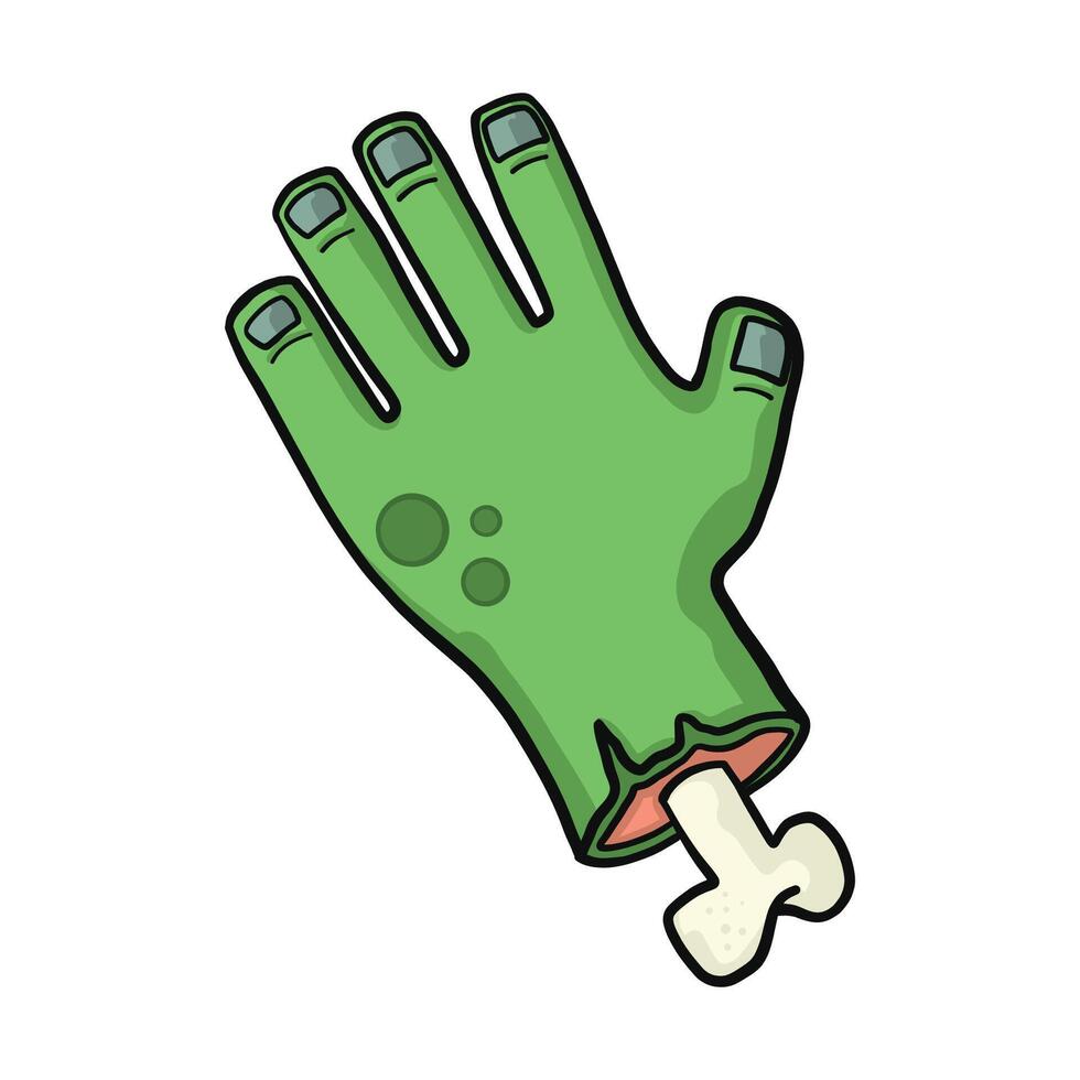 Green halloween zombie hand hand-drawn illustration vector