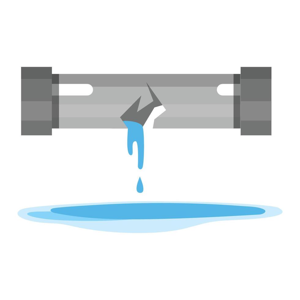 leaking water industrial pipe illustration vector