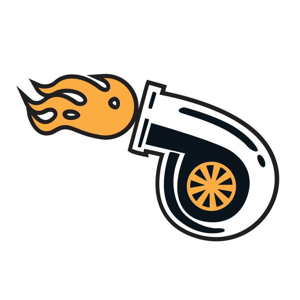 turbo on fire cartoon logo illustration vector