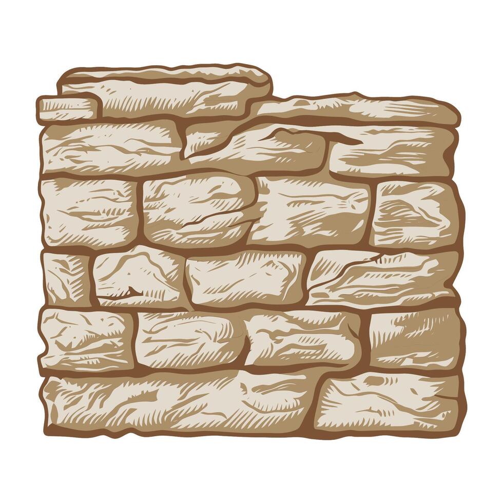 old rough stone wall illustration vector
