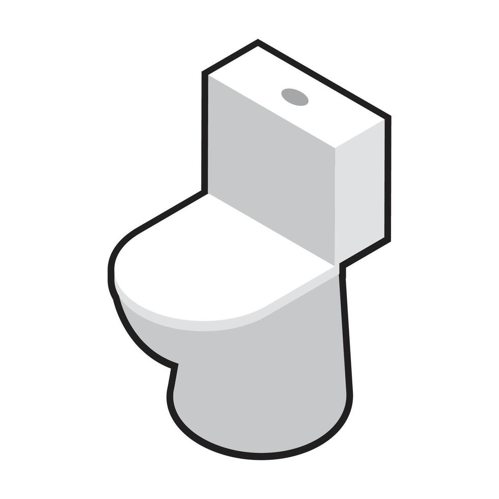 3D toilet bowl flat illustration vector