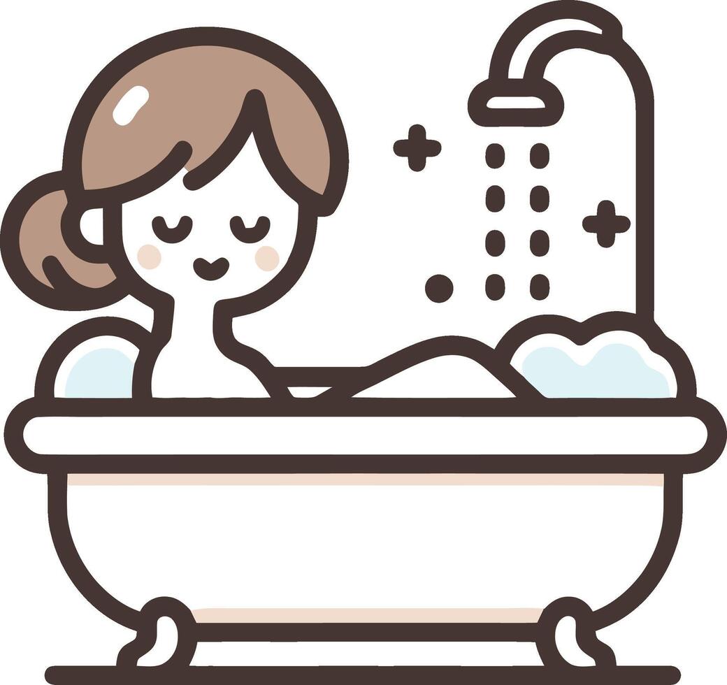 woman relaxing in bathtub illustration vector