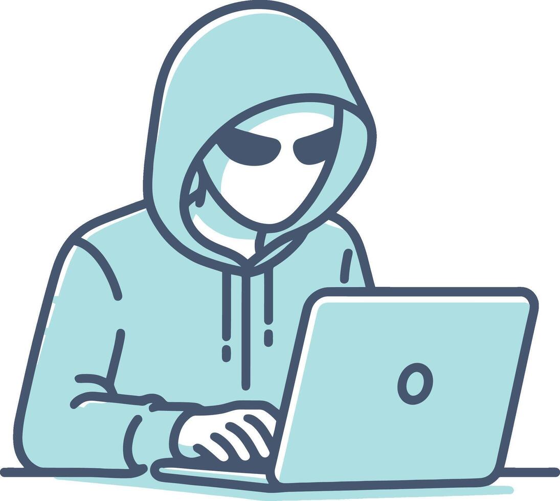 hacker with laptop computer illustration vector