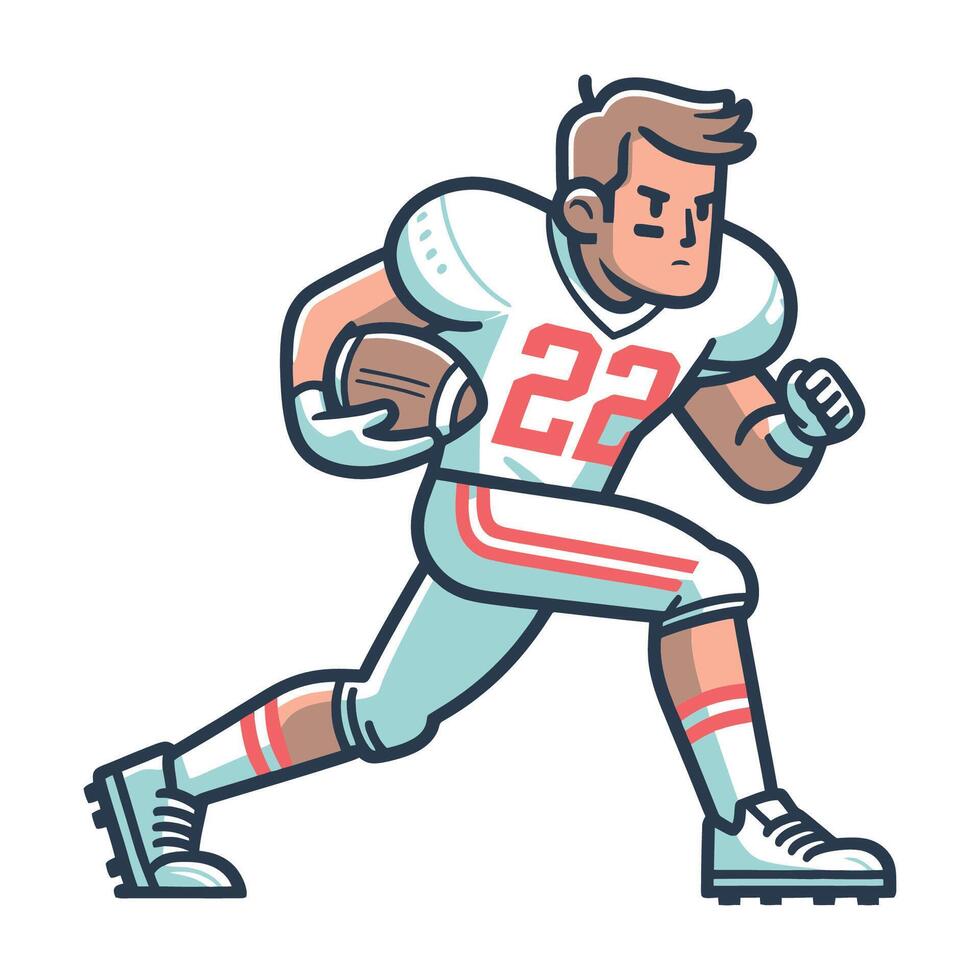 american football player running with ball cartoon illustration vector